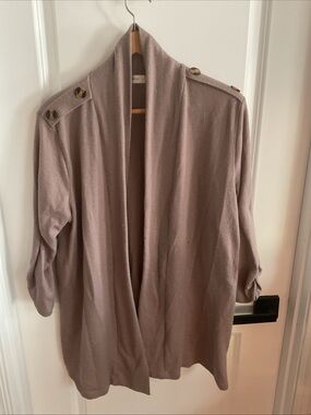 Gemma & Olivia - Open-Front Cardigan with Shoulder Epaulets - Mauve - Ladies XL